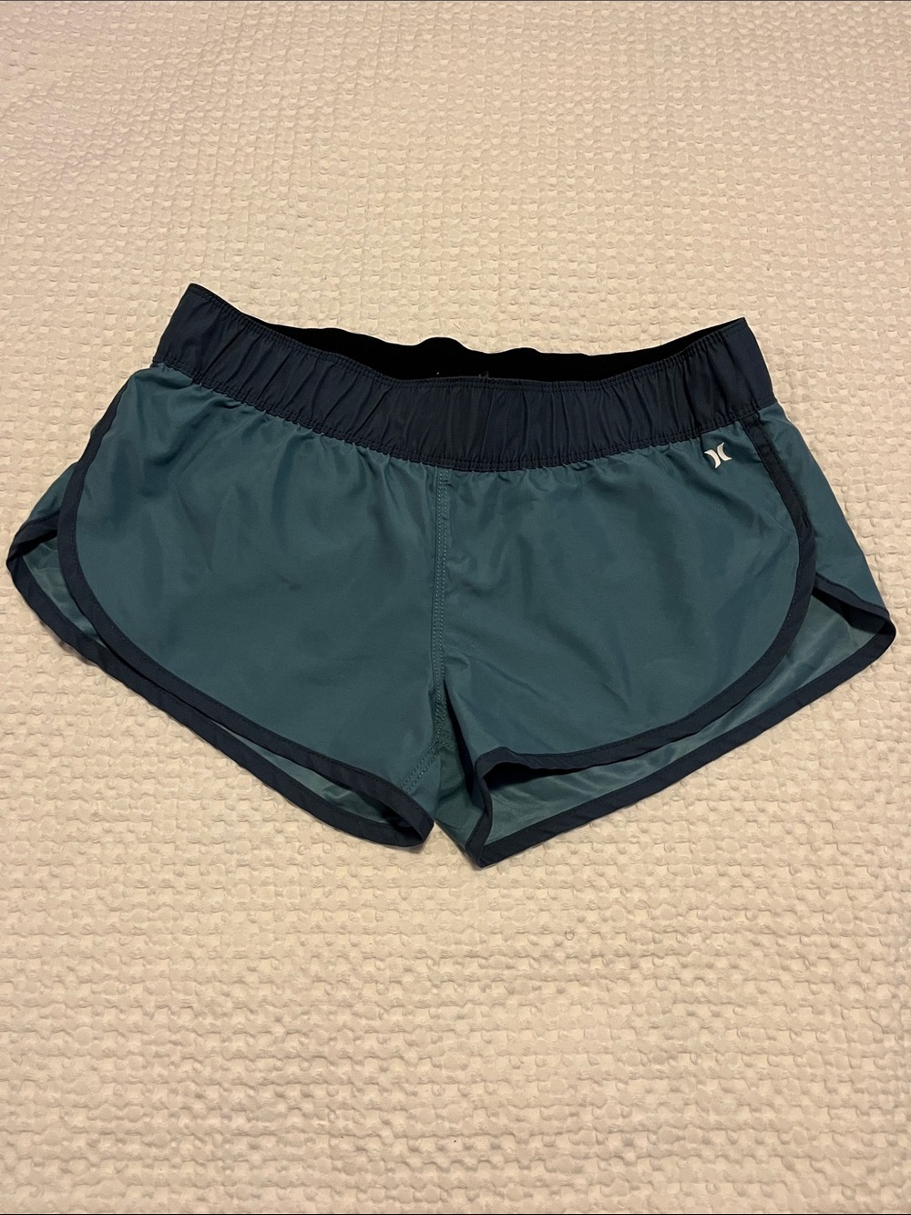 Hurley Women's Teal Athletic Shorts with Black Waistband